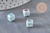 Perles cube céramique bleu clair 8mm, x5 (G11240)