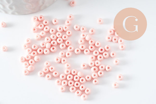 Perles de rocaille verre rose pastel 4.5mm, x10g (G7794)