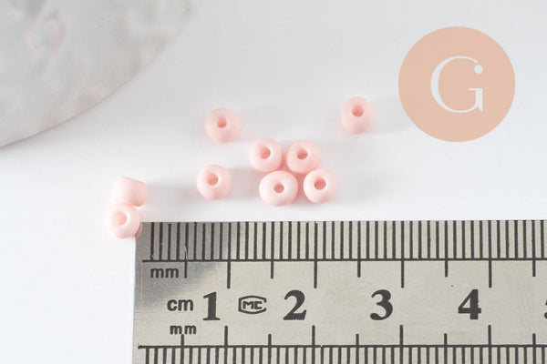 Perles de rocaille verre rose pastel 4.5mm, x10g (G7794)