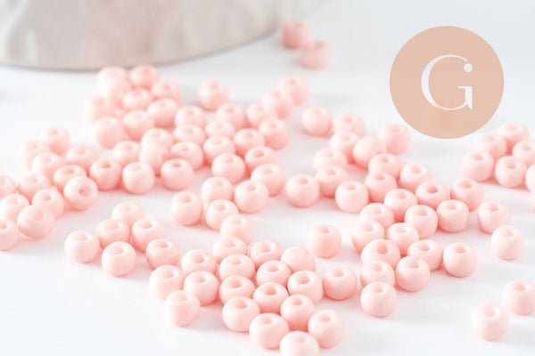 Perles de rocaille verre rose pastel 4.5mm, x10g (G7794)