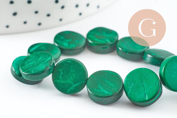 Perles disque coco vert, bois naturel,perle bois,Perle géométrique, perle ronde bois,25mm, le fil de 33 perles , x1 (G0004)