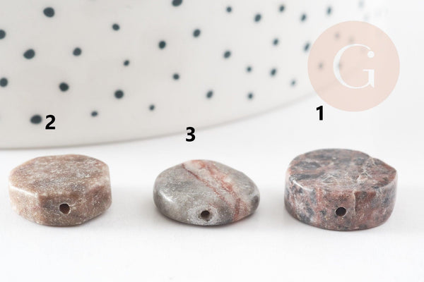 Perles disque jaspe zébré naturel beige marron 20mm,perles pierre naturelle création bijoux, perles jaspe naturel, x5 (G8270)