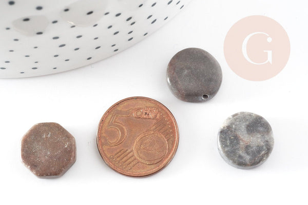 Perles disque jaspe zébré naturel beige marron 20mm,perles pierre naturelle création bijoux, perles jaspe naturel, x5 (G8270)