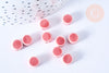 Perles disque porcelaine rose 8mm, x10 (G9344)