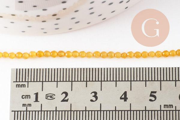 Perles en Agate jaune 2mm, perles facettes Agate, pierres précieuses, perles bijoux, fil de 39cm, x1 (G4658)