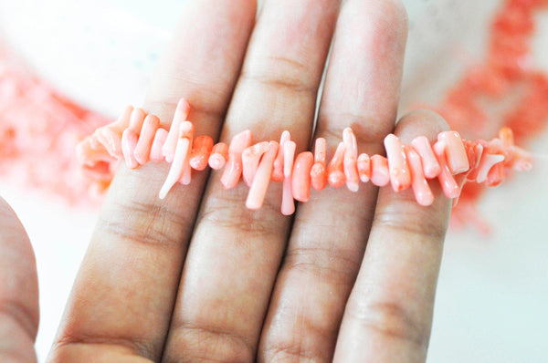 Perles en corail rose, corail naturel ,perle coquillage,4-18mm,fil de 40cm, x1 (G4589)