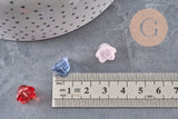 Perles fleur de rose verre tchèque multicolore 11mm, x10 (G11041)