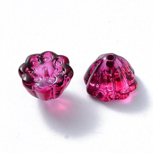 Perles fleur verre rouge et or 11mm, perles verre tchèque, perles fleur, verre violet, x10 (G4190)