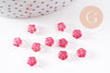 Perles fleur verre tchèque rouge et or 6x3mm, x10 (G4195)