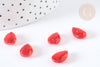 Perles gouttes verre transparent rouge paillettes dorées 14,5mm, perle, x5 (G7297)
