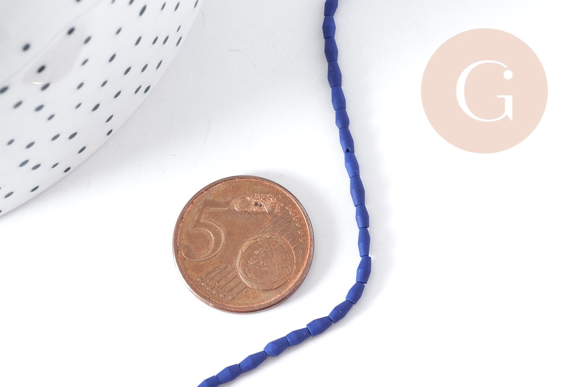 Perles grain de riz howlite naturelle bleu 2mm, perle pierre pour création de bijoux, x1 fil de 30cm (G7264)