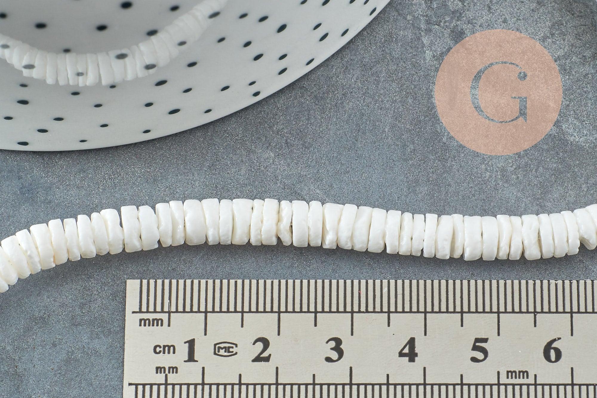 Perles heishi coquillage naturel blanc 5.5-6mm x1 fil de 60cm (G0191)