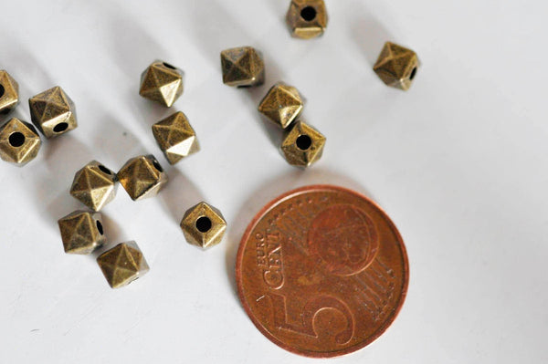 Perles hexagone zamac bronze intercalaires 4mm, x10 (G2754)