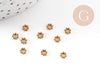 Perles intercalaires Rondelles fleurs acier 304 inoxydable doré IP 4mm, x10 (G10892)
