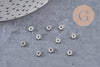 Perles intercalaires Rondelles fleurs acier 304 inoxydable platine 4mm, x10 (G10904)