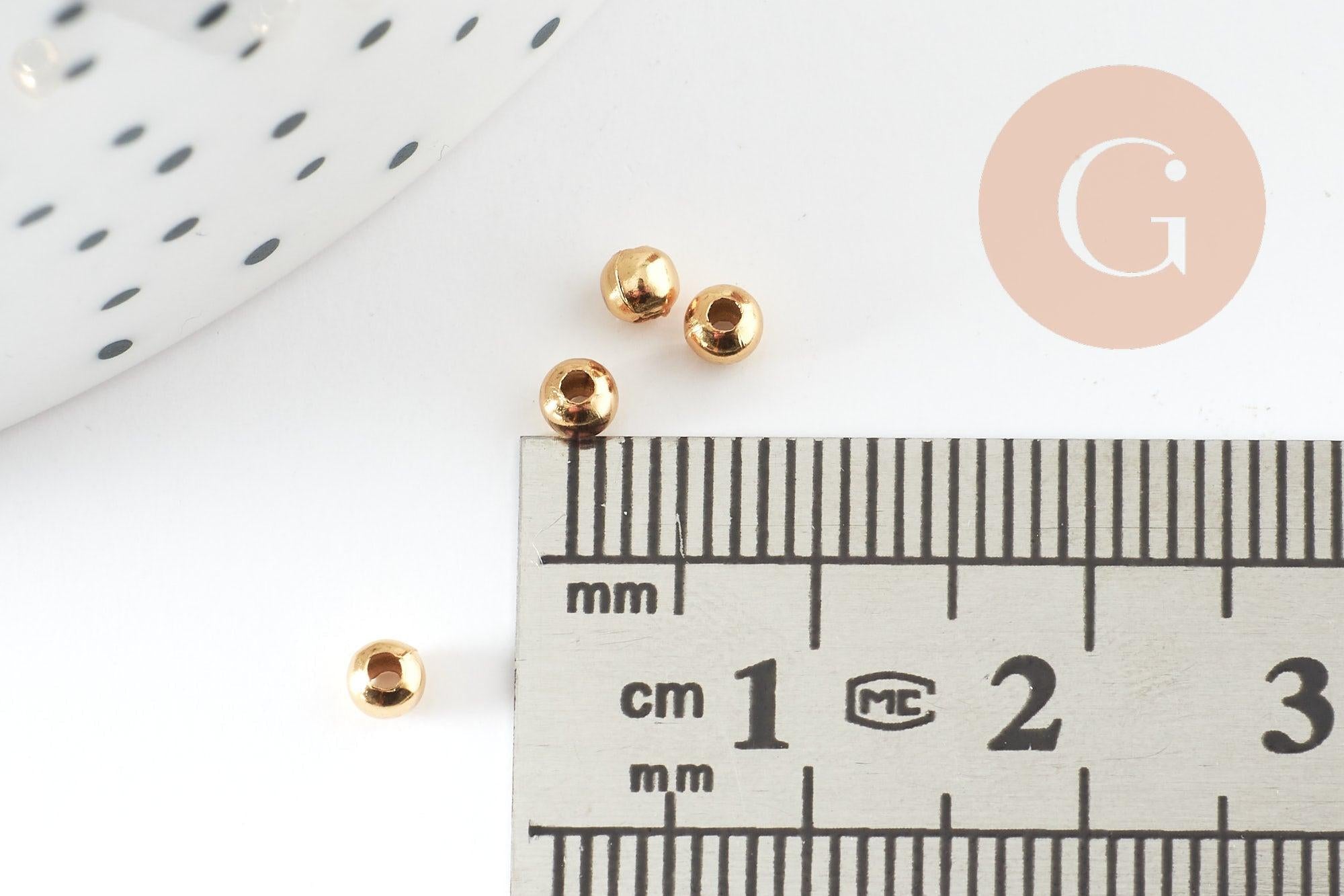 Perles intercalaires acier inoxydable Doré 3mm, x10 / x100 (G2306)