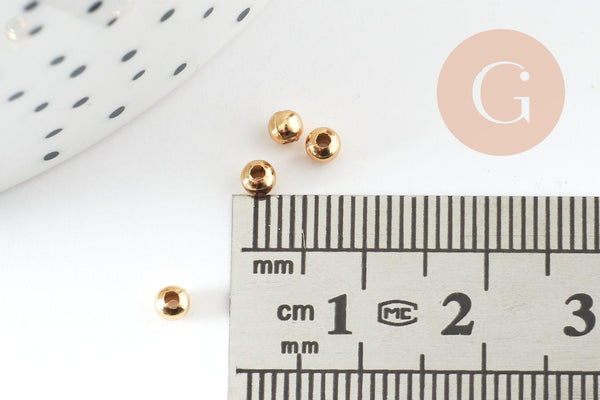 Perles intercalaires acier inoxydable Doré 3mm, x10 / x100 (G2306)