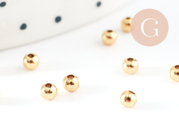 Perles intercalaires acier inoxydable Doré 3mm, x10 / x100 (G2306)