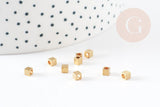 Perles intercalaires carré laiton brut,perle laiton, perles dorées, création bijoux, laiton brut,3mm, x100 (15.4gr) G3156