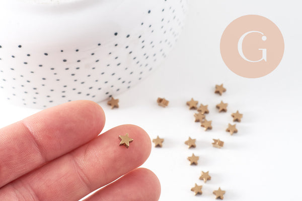 Perles intercalaires étoiles laiton brut 4.5mm, x30 (G1494)