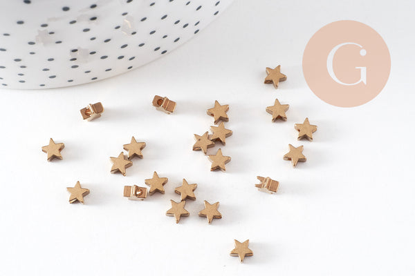 Perles intercalaires étoiles laiton brut 4.5mm, x30 (G1494)