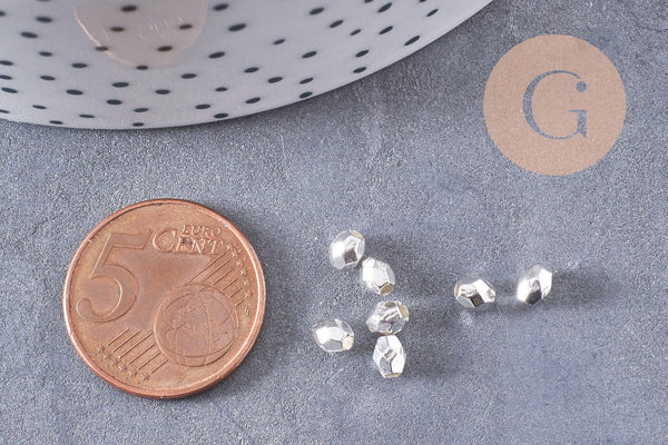 Perles intercalaires facettées en argent tibétain, perles argentées, x 50-100-200,3mm, (G1894)