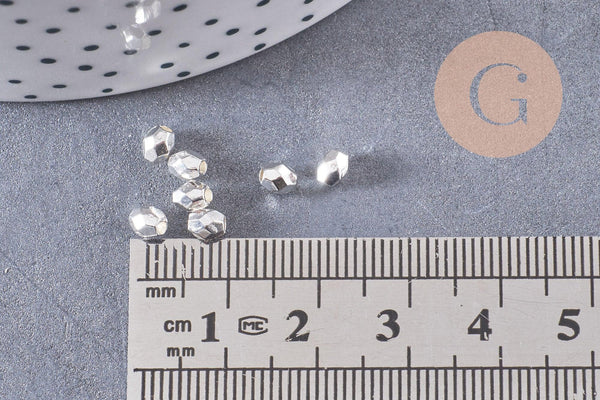 Perles intercalaires facettées en argent tibétain, perles argentées, x 50-100-200,3mm, (G1894)