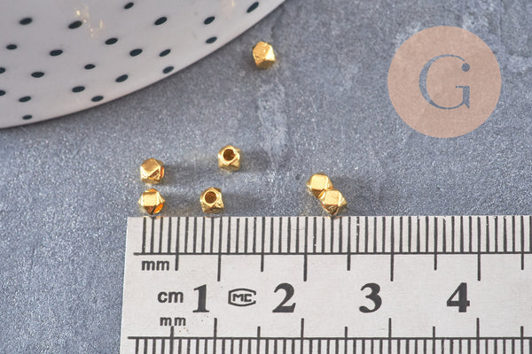 Perles intercalaires hexagone facettées zamac doré 3.5mm, x50 (G10809)