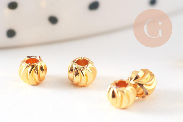 Perles intercalaires laiton doré 24k, perle texturée,perle intercalaire, perles dorées, création bijoux, x 10,4mm G5247