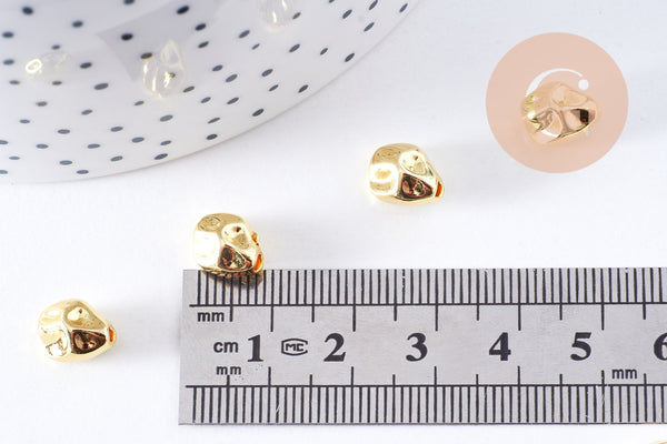 Perles intercalaires nuggets zamac doré 9.5x7mm, x10 (G10653)