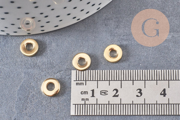 Perles intercalaires rondelles acier 304 inoxydable doré 8mm, x20 (G3464)