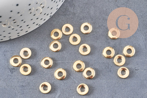 Perles intercalaires rondelles acier 304 inoxydable doré 8mm, x20 (G3464)