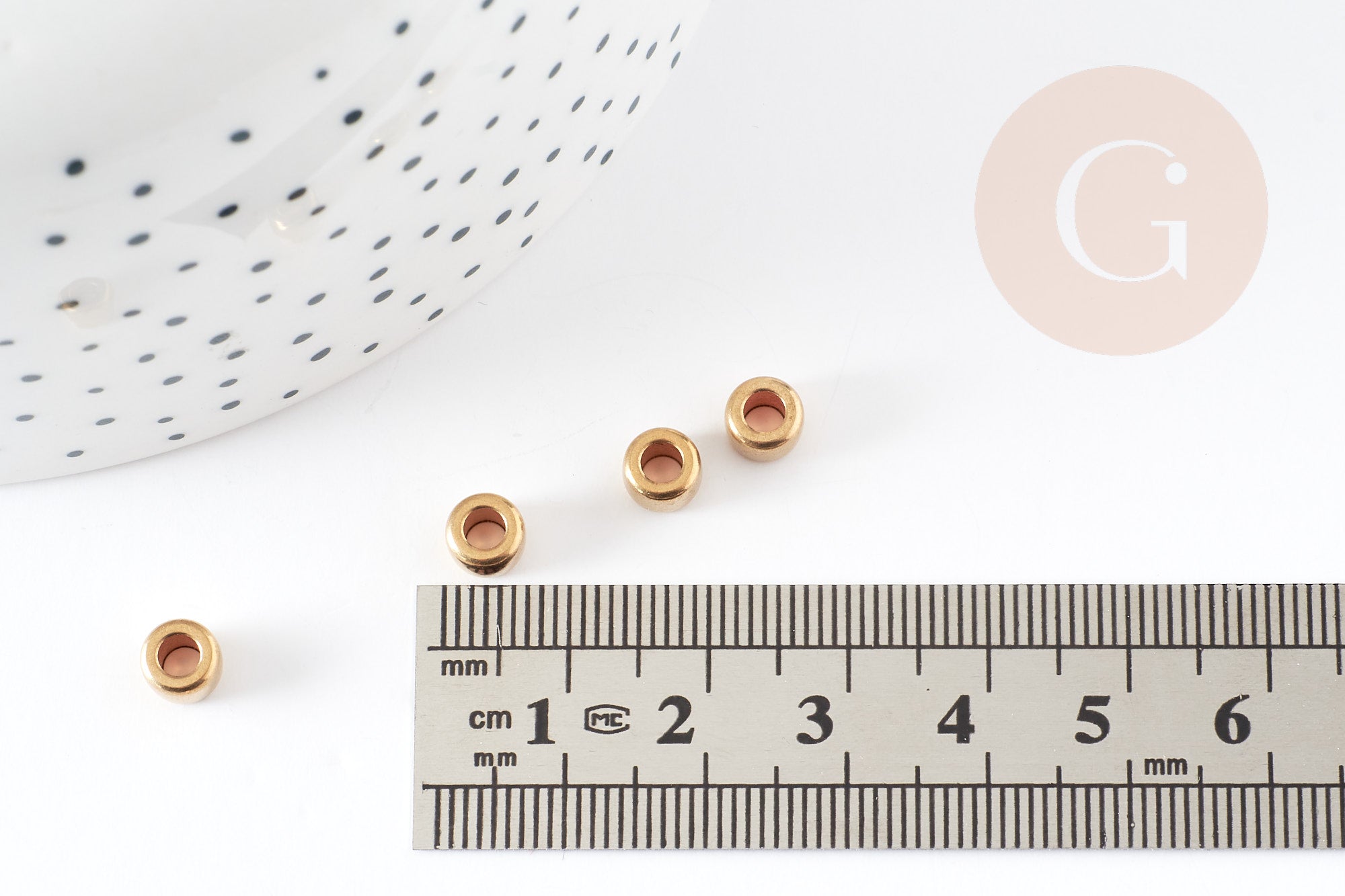 Perles intercalaires rondelles laiton brut 6mm, x10 (G4622)