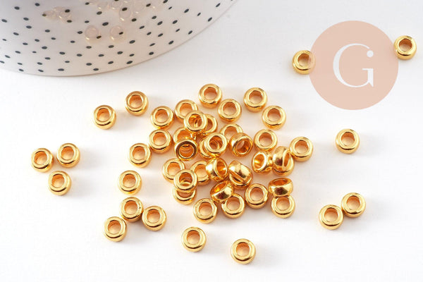 Perles intercalaires rondelles zamac doré 7mm, x50 (G10938)