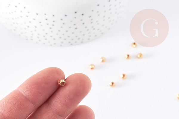 Perles intercalaires rondes laiton doré 18k 5.5mm, x10 (G9082)