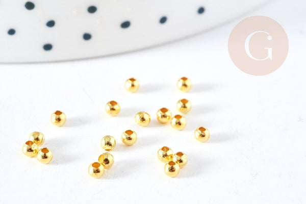 Perles intercalaires rondes laiton doré 2.4mm, x 1Gr (G9841)