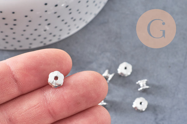 Perles intercalaires tube argent vieilli 7mm x10, (G1438)