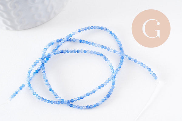 Perles jade bleu 2mm, jade naturel, perle pierre,fournitures créatives, pierre précieuse,perles bijoux,2mm,fil de 40 cm-(G1125)