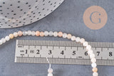 Perles jade naturel rose pâle4mm, x1 fil de 37cm (G3858)