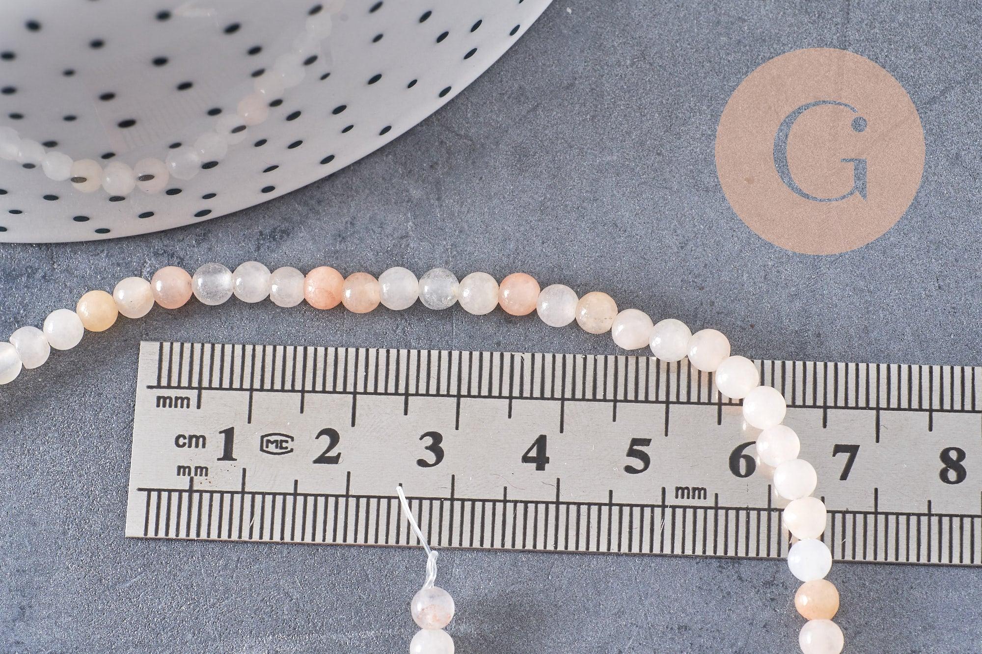 Perles jade naturel rose pâle4mm, x1 fil de 37cm (G3858)