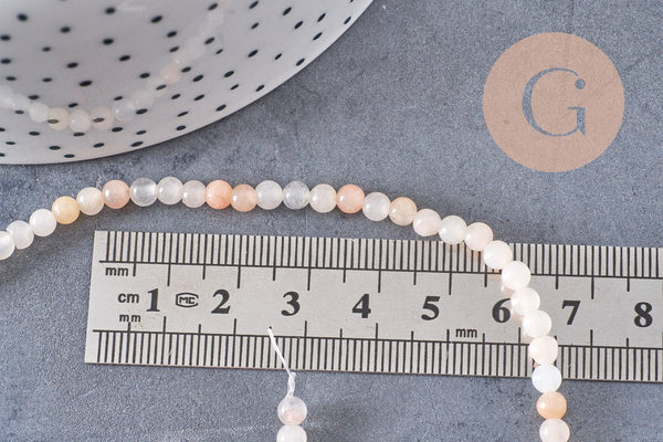 Perles jade rose pâle, perles rondes, jade rose, pierre naturelle, jade naturel, pierre naturelle, fil de 80 perles, 4mm, x1 (G3858)