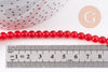 Perles jade rouge, fourniture créative, perles rondes, jade rouge, pierre naturelle,6mm,Le fil de 40cm, x1 (G1783)