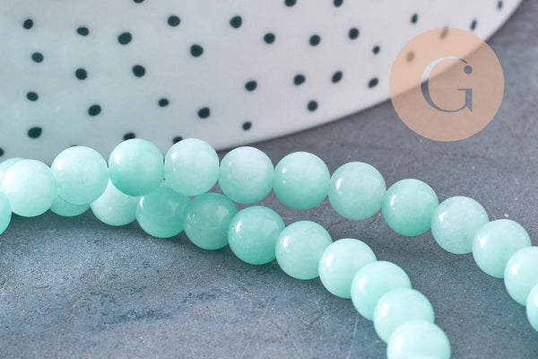 Perles jade turquoise, perles rondes,pierre naturelle jade, fils de 33cm 6mm x1 (G0464)