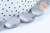 Perles jaspe gris ovale 19x14mm, perles en jaspe gris naturelle, x5 (G8381)