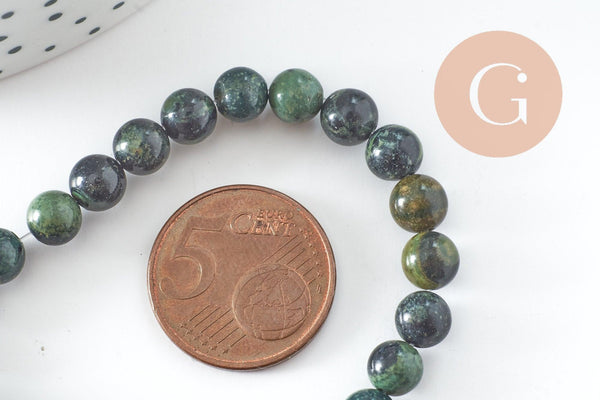Perles jaspe karamba vert,jaspe gris,perle jaspe verr,perles pierres, jaspe naturel,6mm, fil de 30 perles, X1 (G3800)