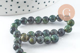 Perles jaspe karamba vert,jaspe gris,perle jaspe verr,perles pierres, jaspe naturel,6mm, fil de 30 perles, X1 (G3800)