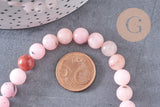 Perles jaspe rose Fleur de cerise naturel 8mm, x1 fil de 38cm (G3845)