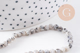 Perles jaspe sésame blanc, jaspe bleuté,pierre naturelle,perle facettée,perles pierre,jaspe naturel, le fil de 90,4mm, x1 (G1641)