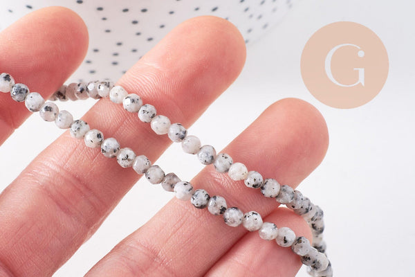 Perles jaspe sésame blanc, jaspe bleuté,pierre naturelle,perle facettée,perles pierre,jaspe naturel, le fil de 90,4mm, x1 (G1641)