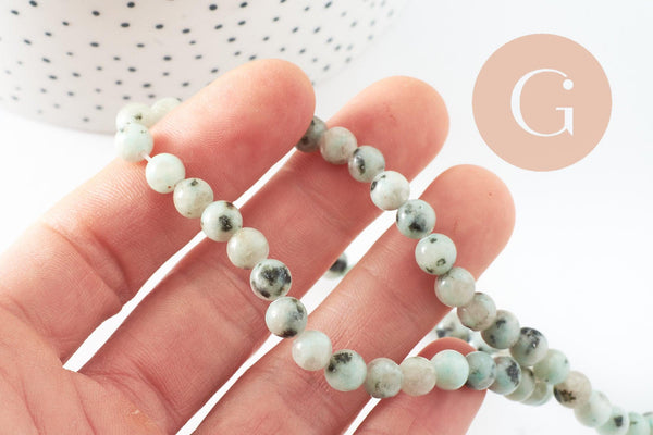 Perles jaspe sésame, jaspe bleuté,pierre naturelle,perles jade,jaspe naturel, 6mm, fil de 60perles , X1 (G3802)